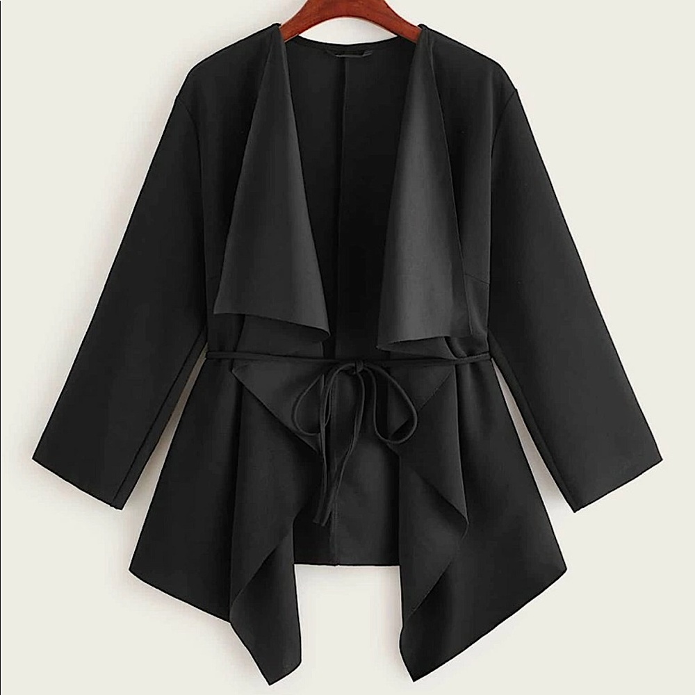 Asymmetrical Hem Coat With Belt